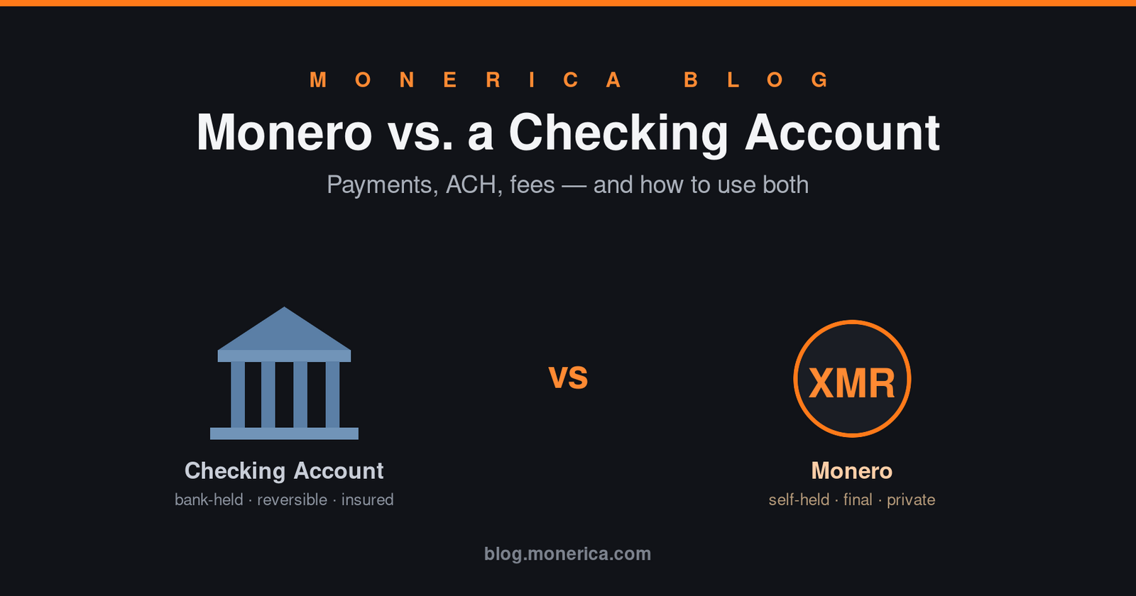 Monero vs a checking account