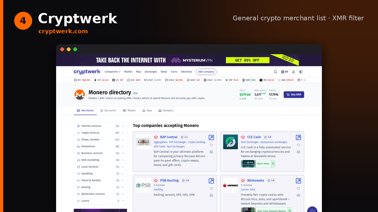 Cryptwerk Monero merchants