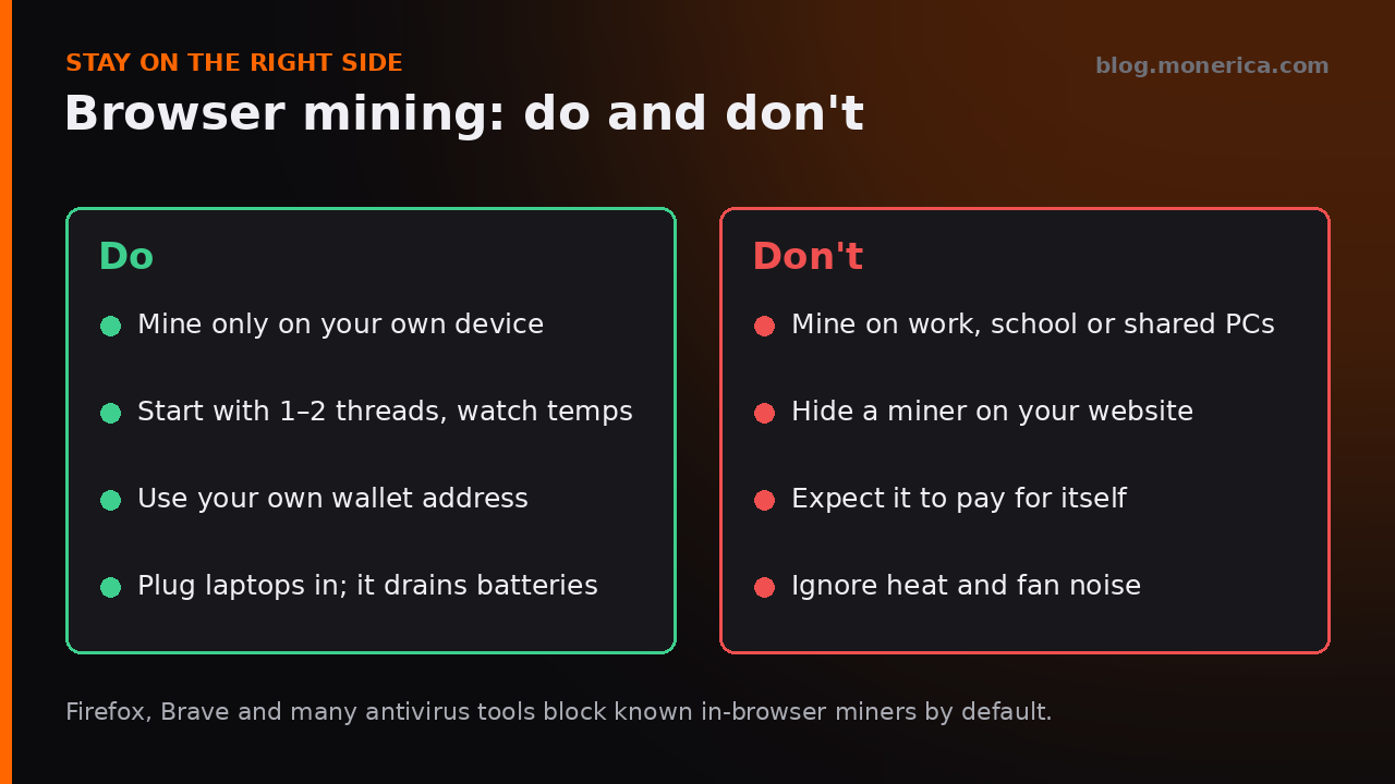 Browser mining do and don't